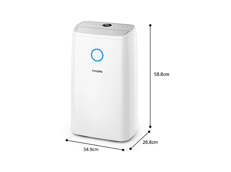 Deshumidificador - Philips 3000 series DE3306/11, 4 l, 150 m³, Blanco, Gris claro
