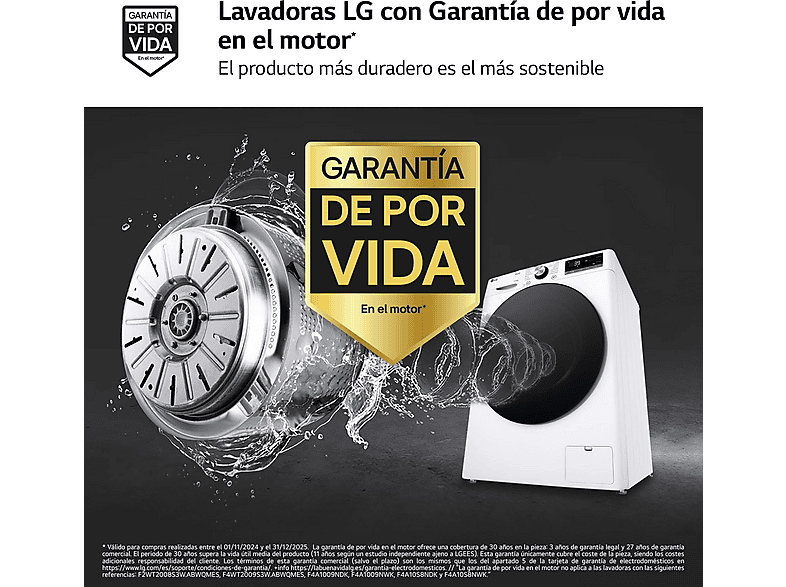 Lavadora secadora - LG F4DR7011AGW, 11 kg/6 kg, 1400 rpm, 14 programas, AI Direct Drive™, TurboWash™360, Blanco