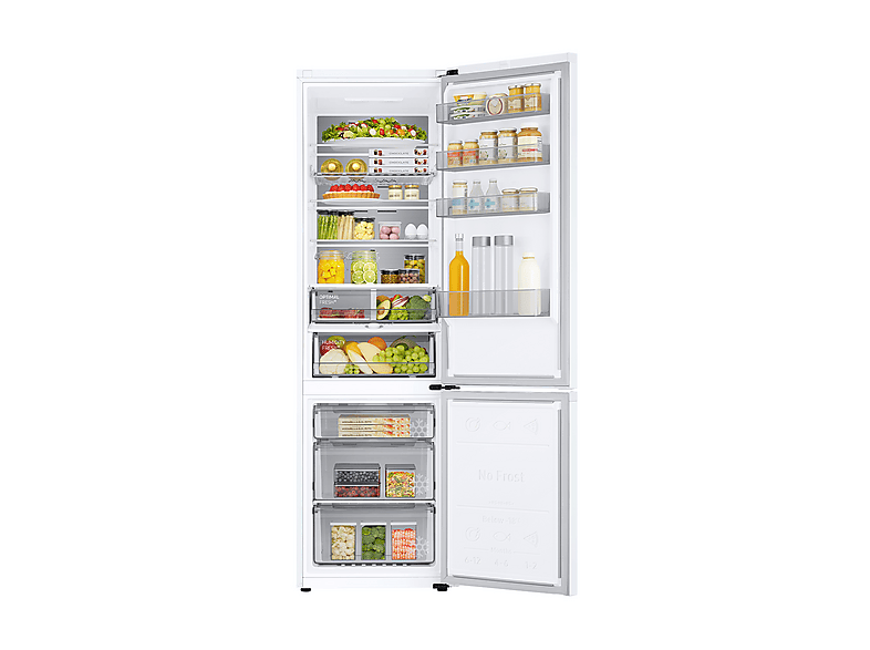 Frigorífico combi - Samsung SMART RB38C705CWW/EF, No Frost, 203 cm, 390l, Metal Cooling, All Around Cooling, Blanco