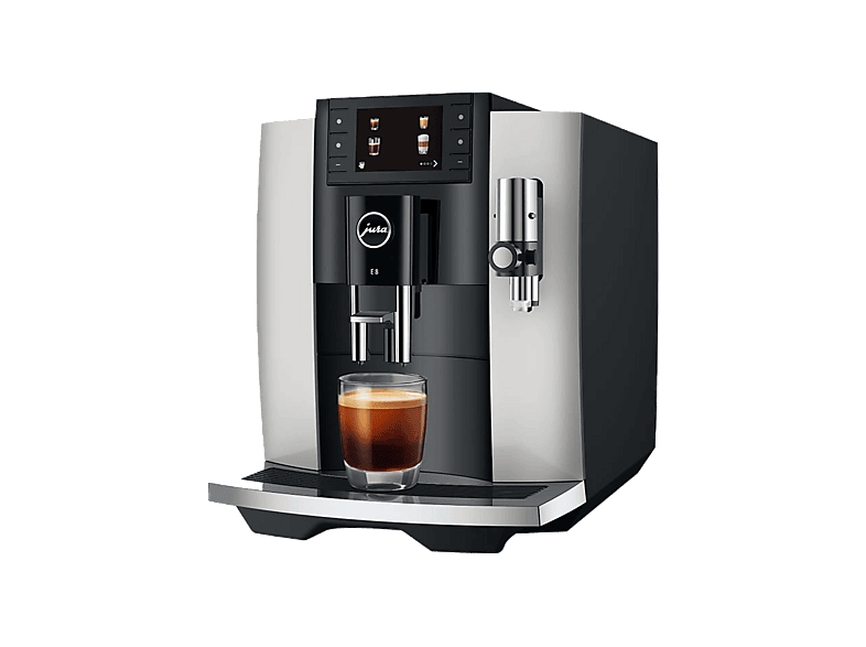 Cafetera superautomática - Jura E8, 15 bar, 1450W, 2 tazas, 17 programas, Pantalla a color, Platino