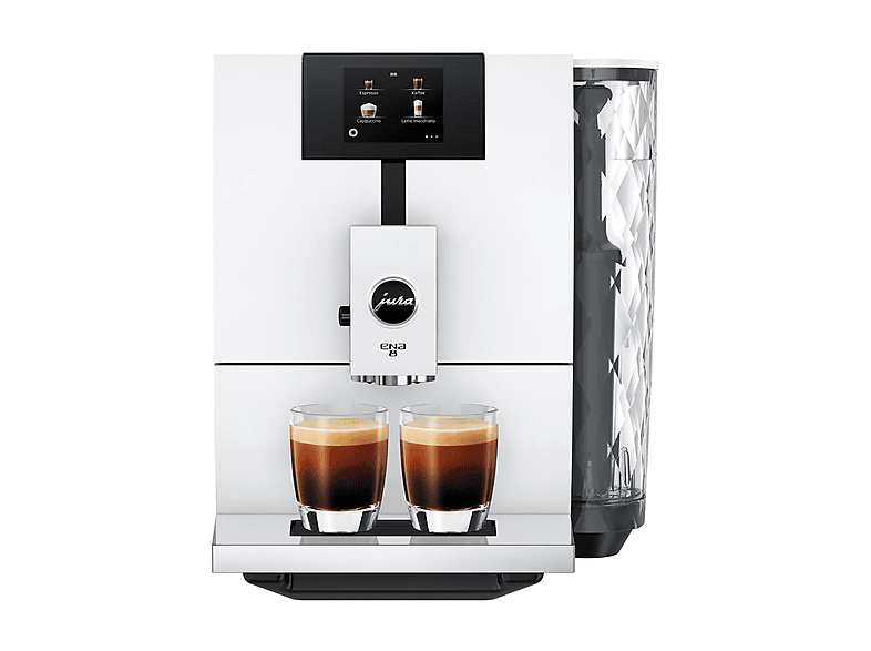 Cafetera superautomática - Jura Ena 8 Full Nordic EC, 15 bar, 1450W, 2 tazas, Espuma fina, Café en grano, WiFi, Blanco