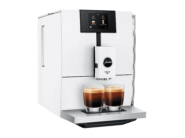 Cafetera superautomática - Jura Ena 8 Full Nordic EC, 15 bar, 1450W, 2 tazas, Espuma fina, Café en grano, WiFi, Blanco
