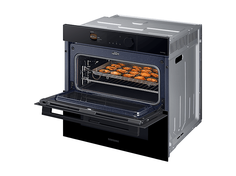 Horno a vapor - Samsung NV7B6795JAK/U1 Dual Cook Steam™, Multifunción, Pirolítico, 76 l, 59.5 cm, WiFi, Puerta Fléxible, Negro