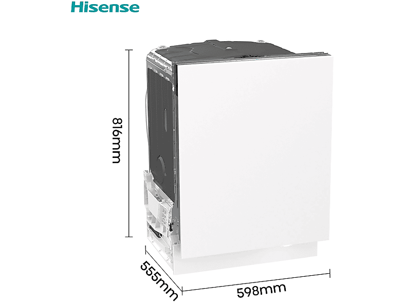 Lavavajillas integrable - Hisense HV673C61, 16 servicios, 7 programas, 59.8 cm, WiFi, Tercera Bandeja, Sin Panelar