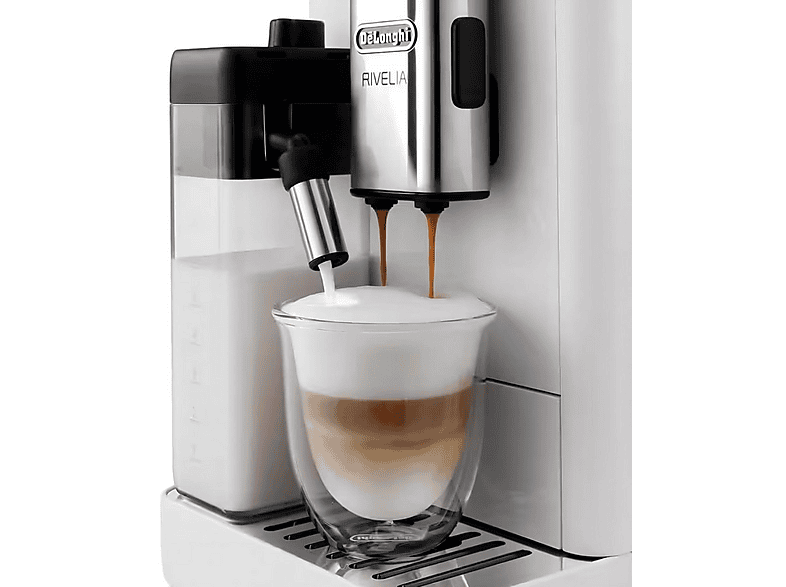 Máquina espresso - Delonghi Rivelia EXAM440.55.W, 19 bar, 1450 W, 0,7 l, 2 tazas, Blanco