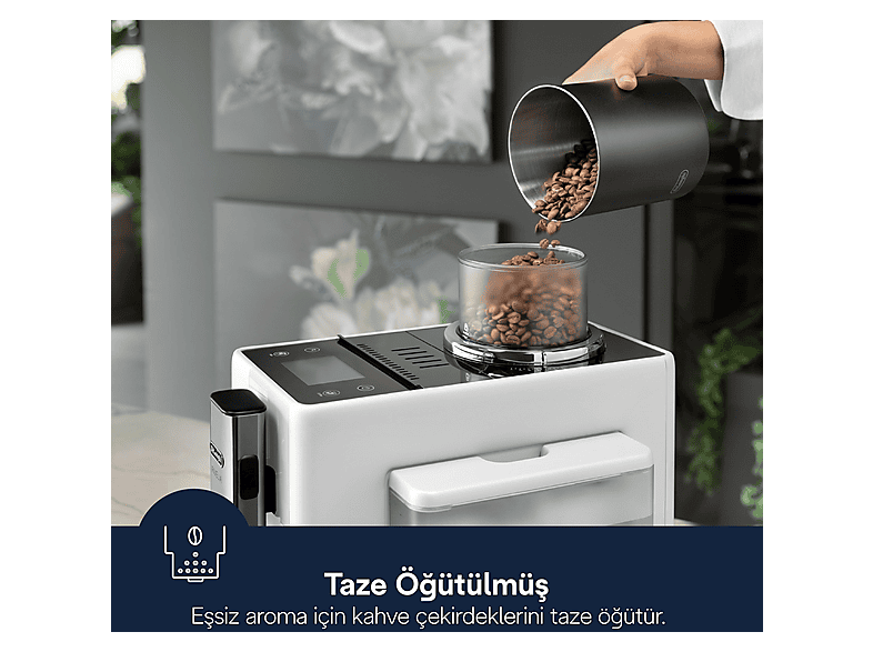 Máquina espresso - Delonghi Rivelia EXAM440.55.W, 19 bar, 1450 W, 0,7 l, 2 tazas, Blanco