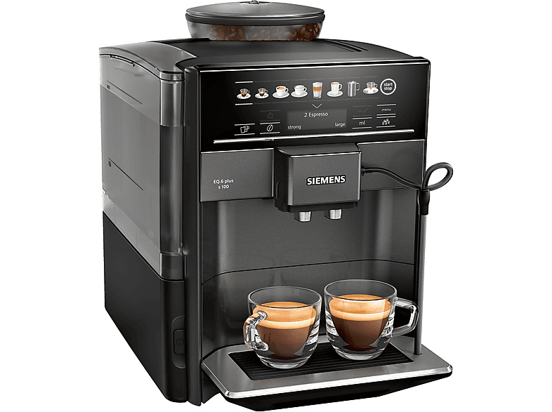 Máquina espresso - Siemens EQ.6 plus s100, 15 bar, 1500 W, 2 tazas, Negro