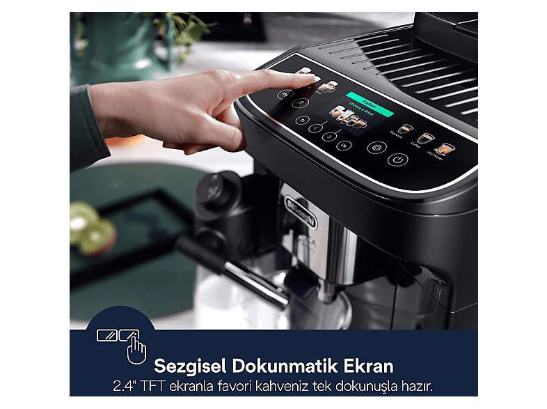 Máquina espresso - Delonghi Magnifica Evo Next, 15 bar, 1450 W, 2 tazas, Negro