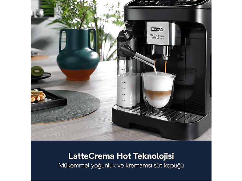 Máquina espresso - Delonghi Magnifica Evo Next, 15 bar, 1450 W, 2 tazas, Negro