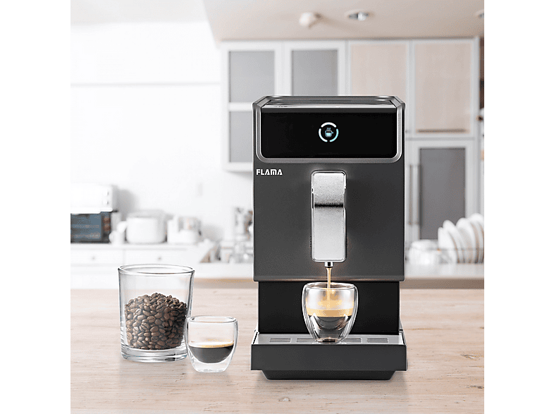 Máquina espresso - Flama 1293FL, 19 bar, 1470 W, 1 tazas, Negro