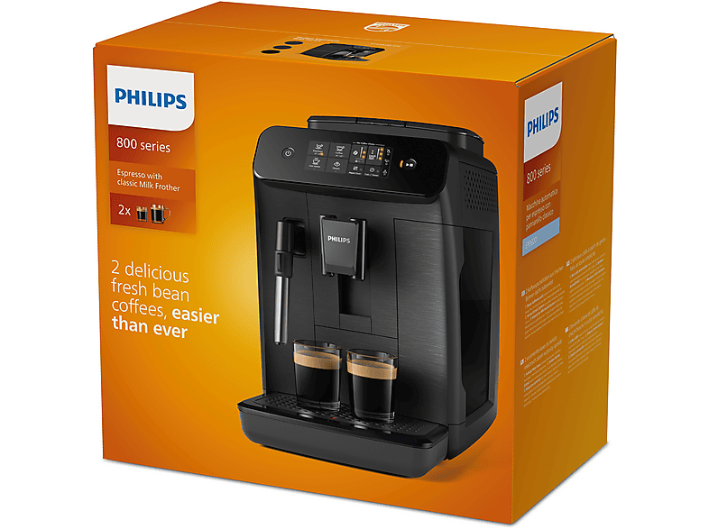 Cafetera espresso - Philips EP0820/00, 15 bar, 1500 W, 2 tazas, Negro