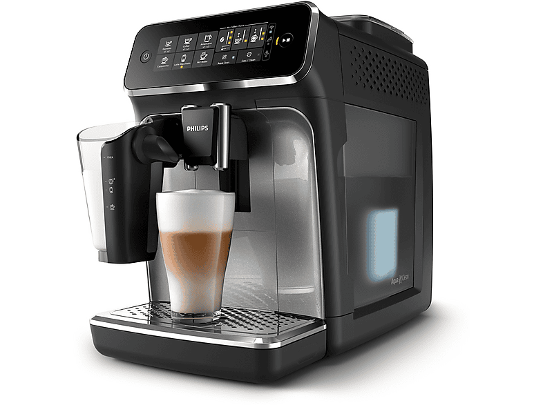 Máquina espresso - Philips 3200 series EP3546/70, 15 bar, 1500 W, 0,26 l, Negro, Acero inoxidable