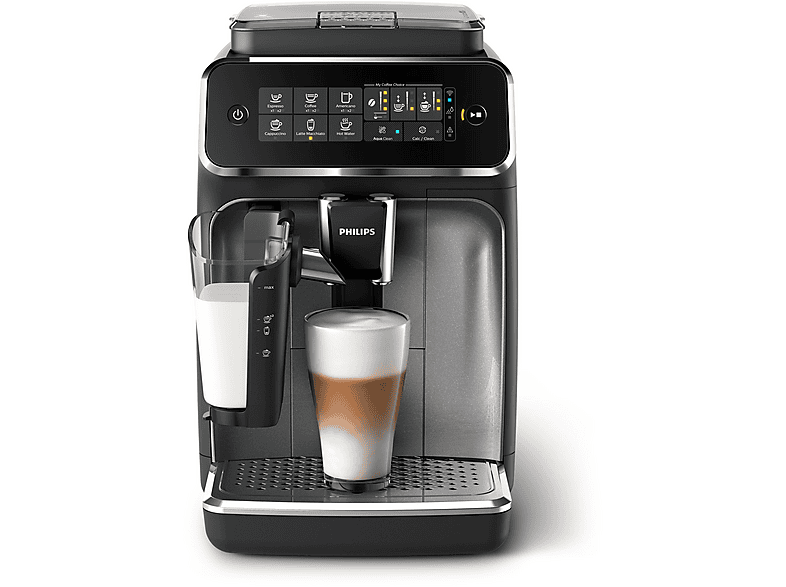 Máquina espresso - Philips 3200 series EP3546/70, 15 bar, 1500 W, 0,26 l, Negro, Acero inoxidable