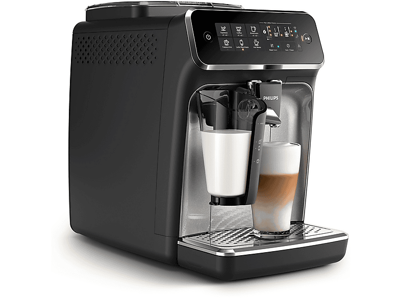 Máquina espresso - Philips 3200 series EP3546/70, 15 bar, 1500 W, 0,26 l, Negro, Acero inoxidable