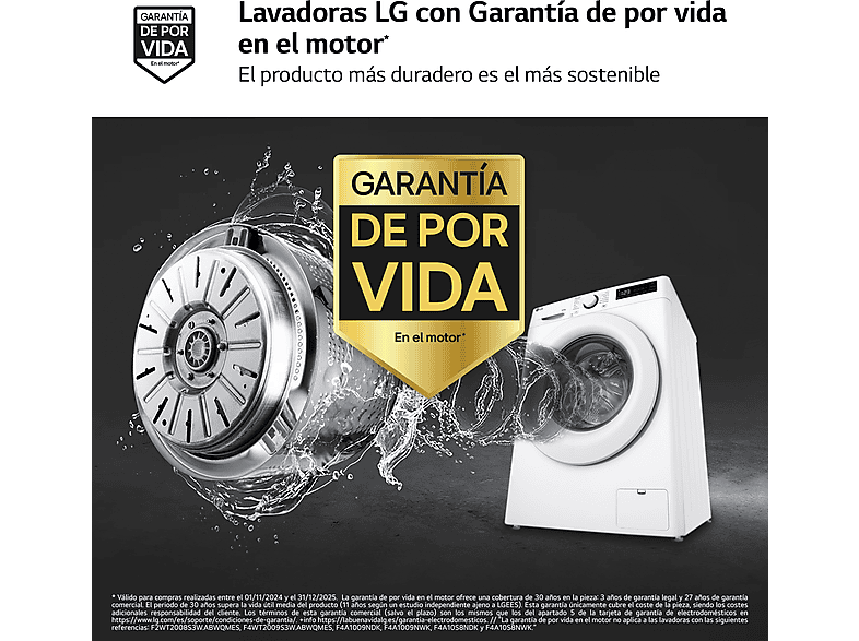 Lavadora secadora - LG F4DR5009A3W, Serie 500, 9kg/6kg, 1400 rpm, 12 programas, Blanco