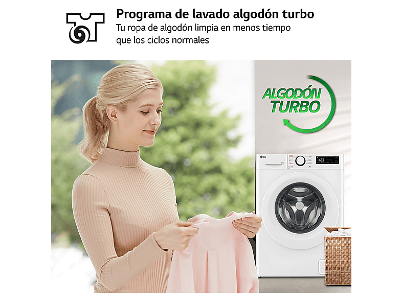 Lavadora secadora - LG F4DR5009A3W, Serie 500, 9kg/6kg, 1400 rpm, 12 programas, Blanco