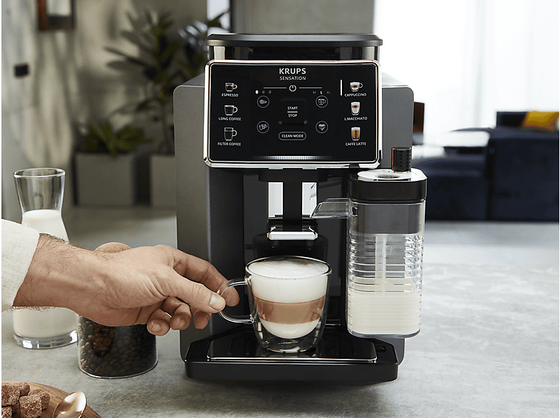 Máquina espresso - Krups Sensation Milk M50 EA912910, 1450 W, 1 tazas, Negro