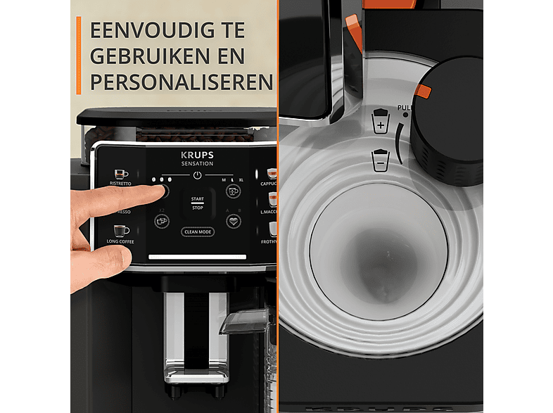Máquina espresso - Krups Sensation Milk M50 EA912910, 1450 W, 1 tazas, Negro