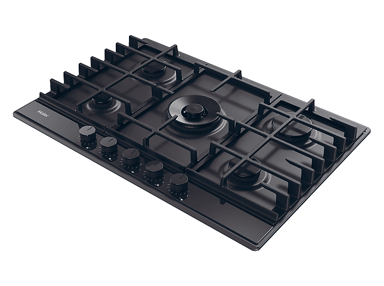 Placa de gas - Haier Series 6 HAHG7W5TEB, 5 zone(s) zonas, NG + LPG (Butane), 745 mm, Negro