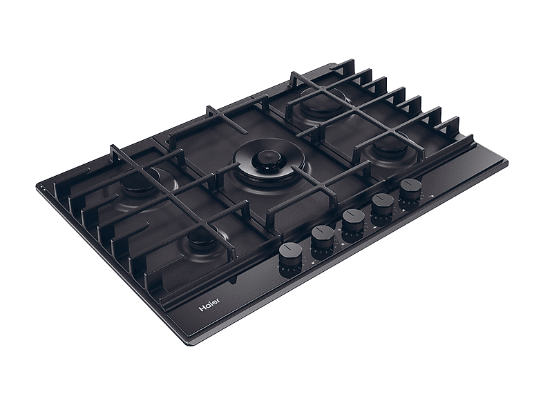 Placa de gas - Haier Series 6 HAHG7W5TEB, 5 zone(s) zonas, NG + LPG (Butane), 745 mm, Negro