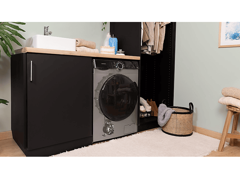 Lavadora carga frontal - Cecotec Bolero DressCode 121000 Steel, 12 kg, 1400 rpm, Motor Inverter Plus, Lavado con vapor