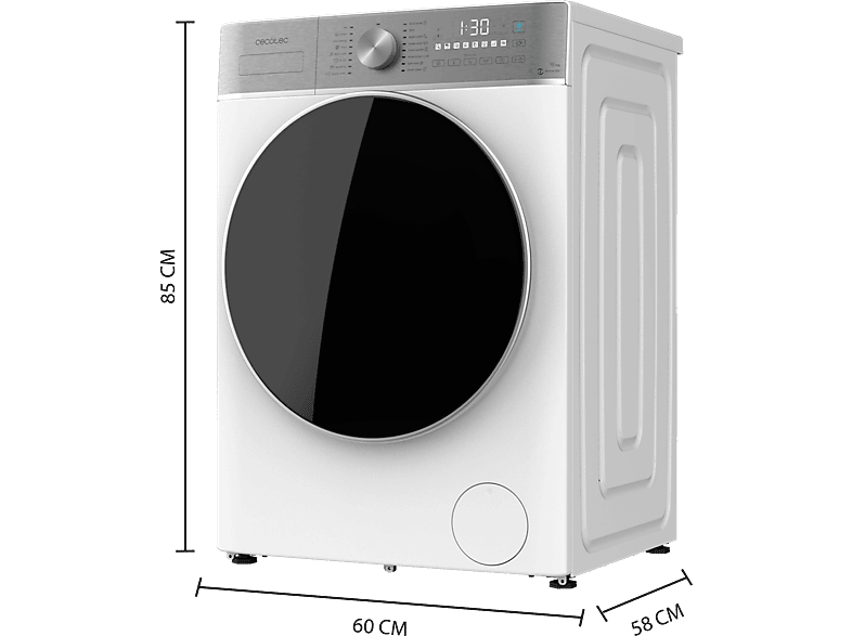 Lavadora carga frontal - Cecotec Bolero DressCode 10800 Inverter A, 10 kg, 1400 rpm, Motor Inverter Plus, Detector de carga, White