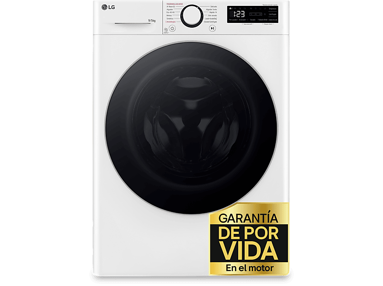 Lavadora secadora - LG F2DR5S09A1W, 9 kg+5 kg, 1200 rpm, 12 programas, Blanco