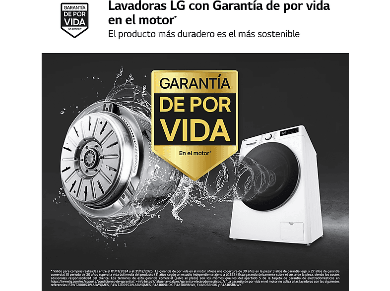 Lavadora secadora - LG F2DR5S09A1W, 9 kg+5 kg, 1200 rpm, 12 programas, Blanco