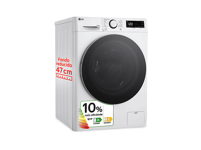 Lavadora secadora - LG F2DR5S09A1W, 9 kg+5 kg, 1200 rpm, 12 programas, Blanco