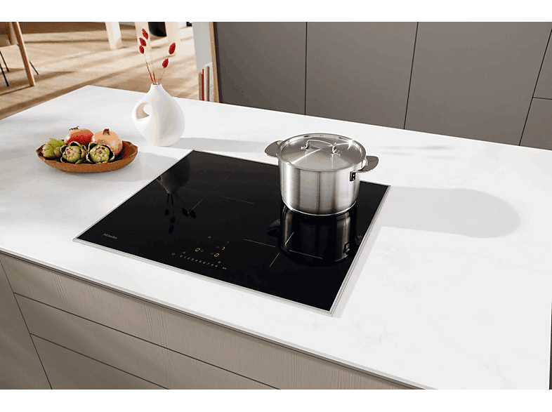 Placa inducción - Miele KM 7360 FL, 3 zonas, Zona grande 14-28 cm, 62 cm, ComfortSelect, Negro