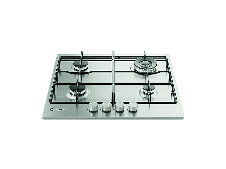 Placa de gas - Indesit THP 642 W/IX/I 1, 4 zone(s) zonas, 58 cm, Acero inoxidable