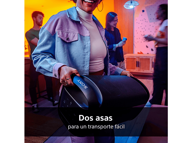 Altavoz de gran potencia - Sony SRS-XV500B, Con batería, Autonomía 25h, Inalámbrico para fiestas, MEGA BASS, Portátil, Bluetooth, Karaoke y Guitarra