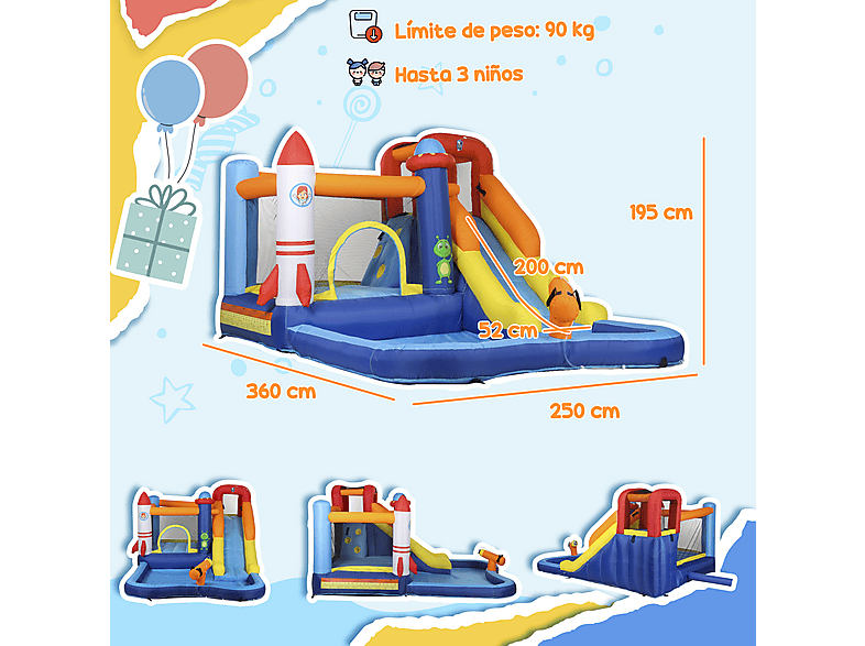 Castillo hinchable infantil - Aiyaplay 346-017V90MX, a partir de 3 año(s), Multicolor