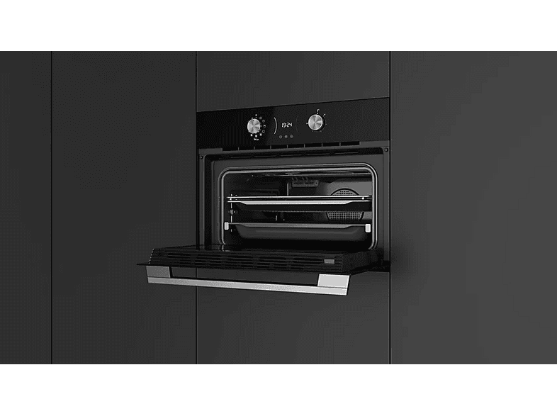 Horno compacto - Teka HLC 8406 BK, Multifunción, Sistema de limpieza integrado, 44 l, 45 cm Ancho, Función Airfry, Negro