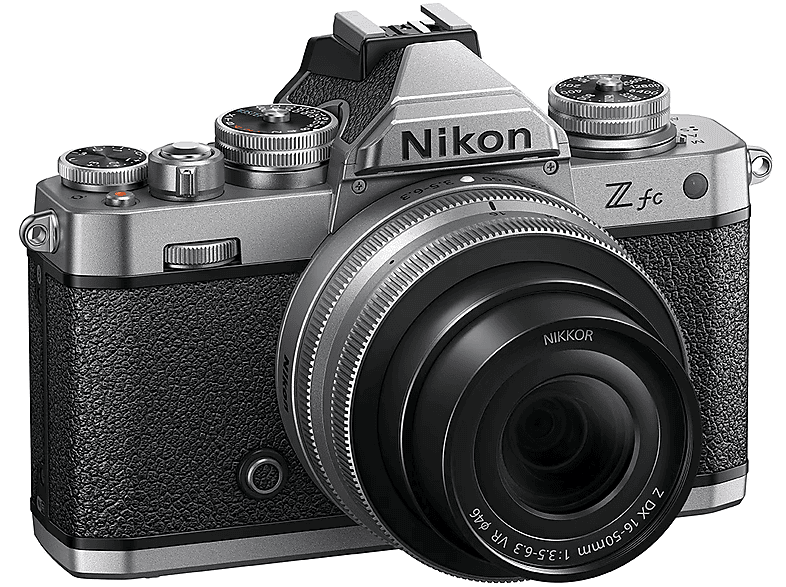 Cámara EVIL - Nikon Z FC, 20.9 MP, Pantalla 3", 4K, Wi-Fi, Bluetooth, Negro, Plata