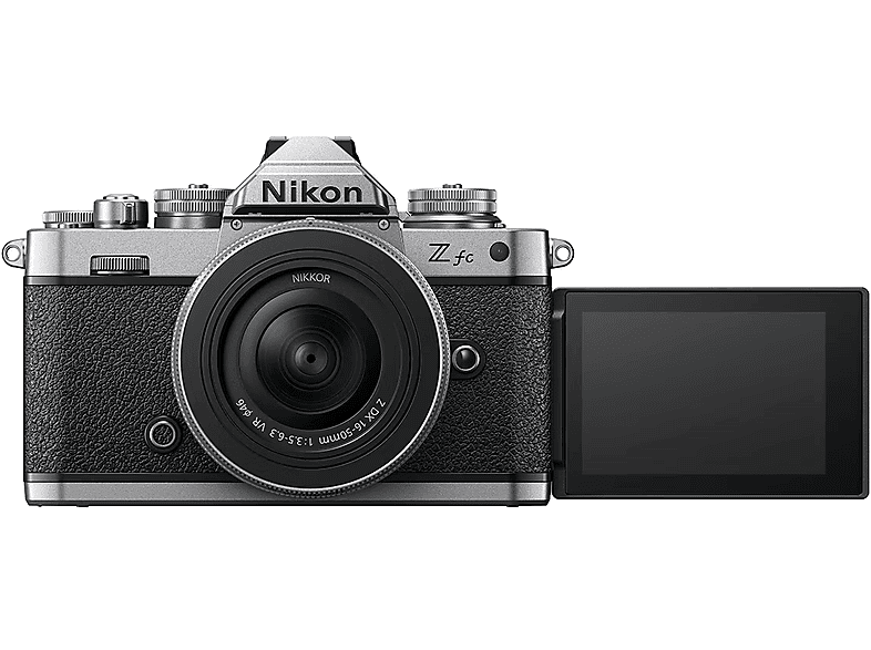 Cámara EVIL - Nikon Z FC, 20.9 MP, Pantalla 3", 4K, Wi-Fi, Bluetooth, Negro, Plata
