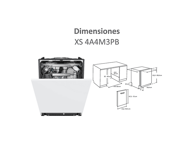 Lavavajillas integrable - Haier I-Pro Shine Series 6 XS 4A4M3PB, 14 servicios, 10 programas, 60 cm, Wi-Fi + Bluetooth, Sin panelar