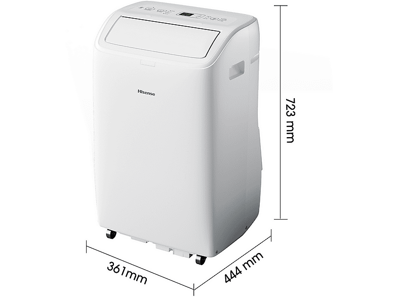Aire acondicionado portátil - Hisense APC09QC, 2236 fg/h, 3 velocidades, Deshumidificador, Super Cool, Mando a distancia, Kit Ventana, Wi-Fi, Blanco