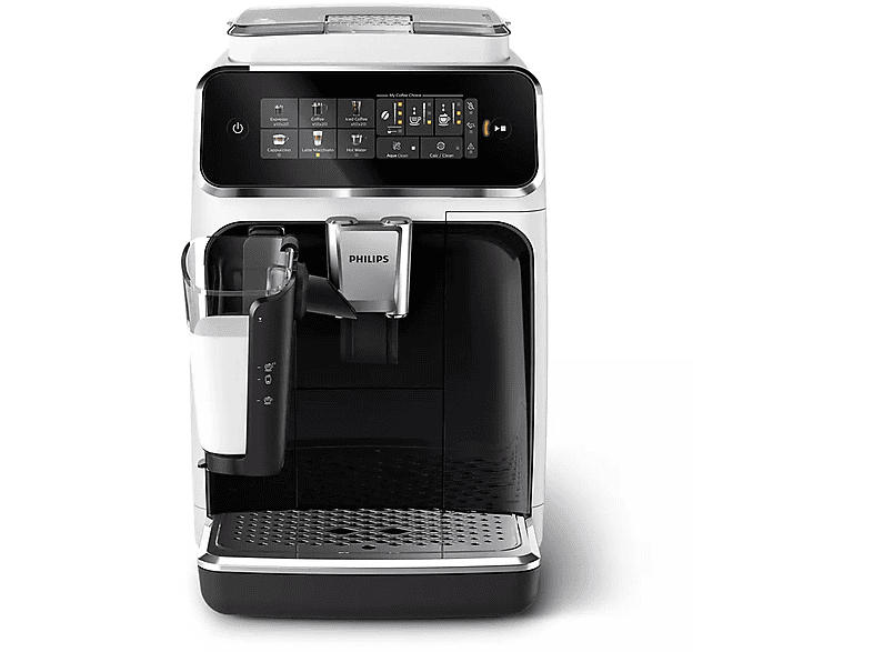 Cafetera superautomática - Philips EP3343/50, 19 bar, 230 W, 0.26 l, SilentBrew, Blanco y negro brillante
