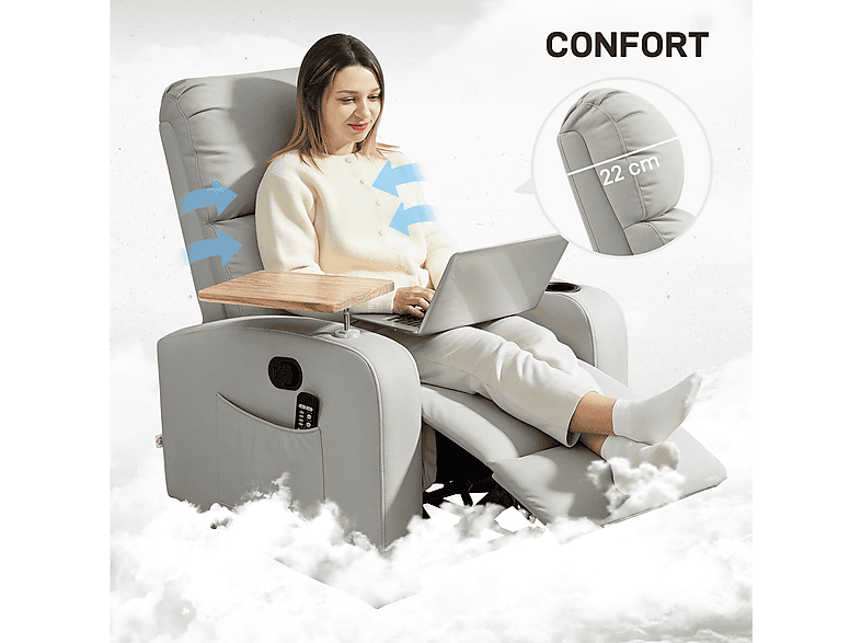 Sillón de Masaje - Homcom 700-156V91LG, Gris