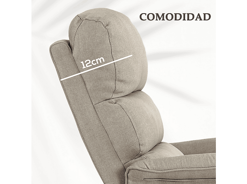 Sillón levanta personas - Homcom 713-042V90BG, Peso máximo 120 kg, Crema