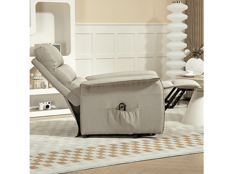 Sillón levanta personas - Homcom 713-042V90BG, Peso máximo 120 kg, Crema