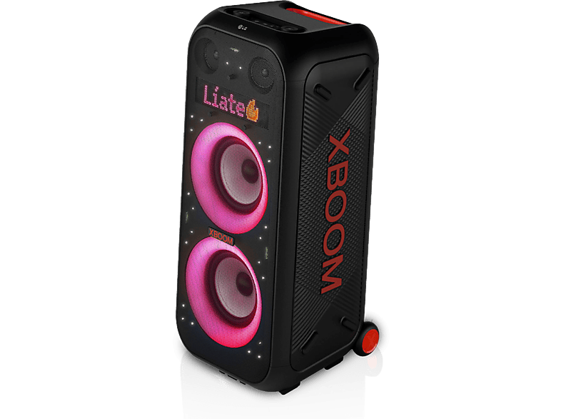 Altavoz gran potencia - LG XBOOM XL9T, 1000W, Para fiestas, karaoke, Luces y Pantalla LED, Efectos de DJ, Bluetooth, Asa y Ruedas, IPX4 ,Negro