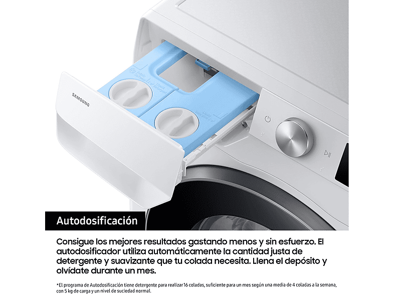 Lavadora carga frontal - Samsung WW90DB8U95GHU3, 9 kg, 1400 rpm, AI QuickDrive™, Clasificación Energética A, Blanco
