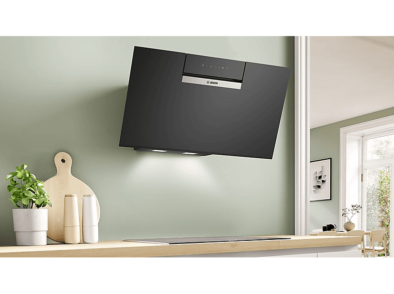 Campana decorativa - Bosch DWK87FN60, 3 velocidades, 431 m³/h, Ultrasilenciosa, Campana inteligente, 79 cm, Negro