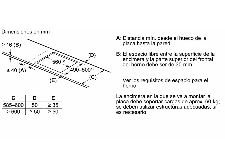 Placa inducción - Bosch PVQ631HC1E, 4 zonas, 30 x 21 cm, 59.2 cm, Negro
