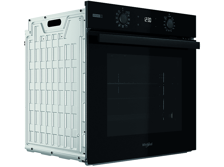 Horno - Whirlpool OMSR58RU1SB, Multifunción, Pirolítico e hidrolítico,71 l, 59.5 cm, Función Vapor, Smart Clean, Cook3, Negro