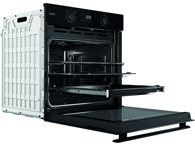 Horno - Whirlpool OMSR58RU1SB, Multifunción, Pirolítico e hidrolítico,71 l, 59.5 cm, Función Vapor, Smart Clean, Cook3, Negro