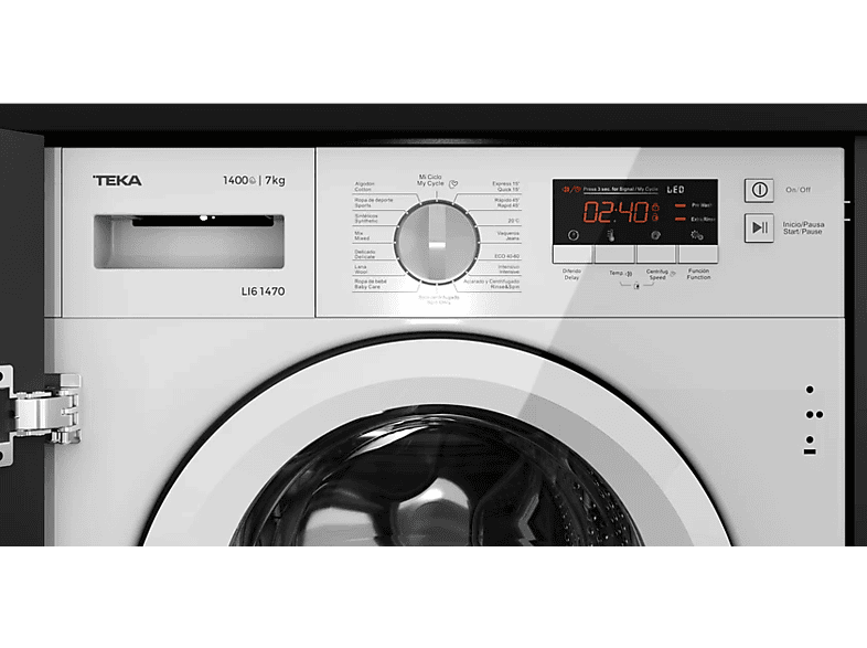 Lavadora integrable - Teka LI6 1471, 7 kg, 1400 rpm, 16 Programas, Inverter, Programación Diferida, Sin panelar