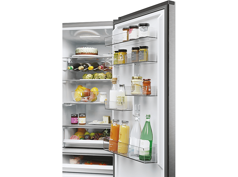 Frigorífico combi - Haier Series 5 HTW5620CNMG, No Frost, 205 cm, 414 l, My Zone, Direct Access, Inox